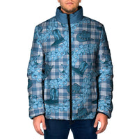 Cyan Palaka Hawaii Cowboy Padded Jacket Puakenikeni Lei Paniolo Papale Seamless Vibes - Polynesian Pride