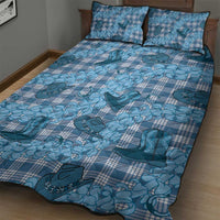 Cyan Palaka Hawaii Cowboy Quilt Bed Set Puakenikeni Lei Paniolo Papale Seamless Vibes - Polynesian Pride