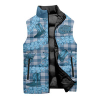 Cyan Palaka Hawaii Cowboy Sleeveless Puffer Jacket Puakenikeni Lei Paniolo Papale Seamless Vibes - Polynesian Pride