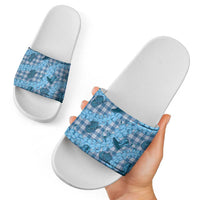 Cyan Palaka Hawaii Cowboy Slide Sandals Puakenikeni Lei Paniolo Papale Seamless Vibes - Polynesian Pride