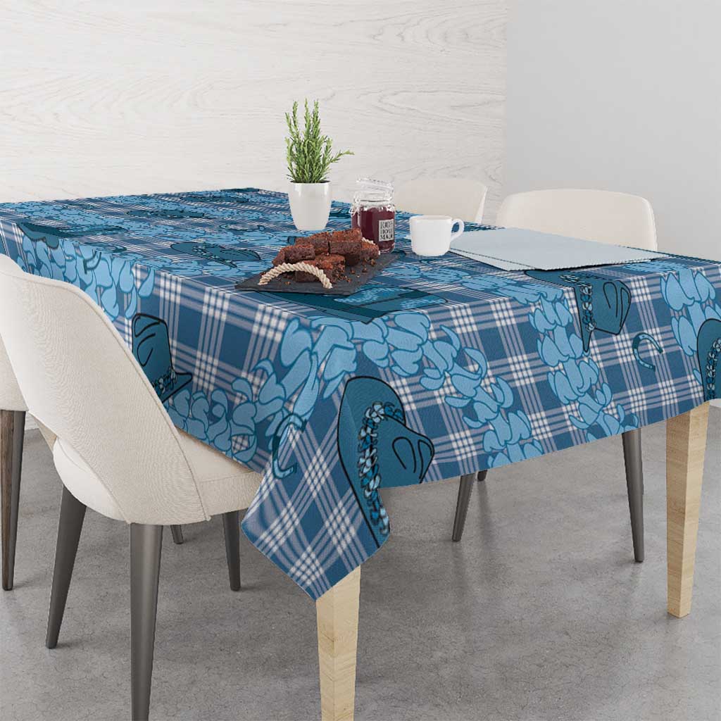 Cyan Palaka Hawaii Cowboy Tablecloth Puakenikeni Lei Paniolo Papale Seamless Vibes - Polynesian Pride