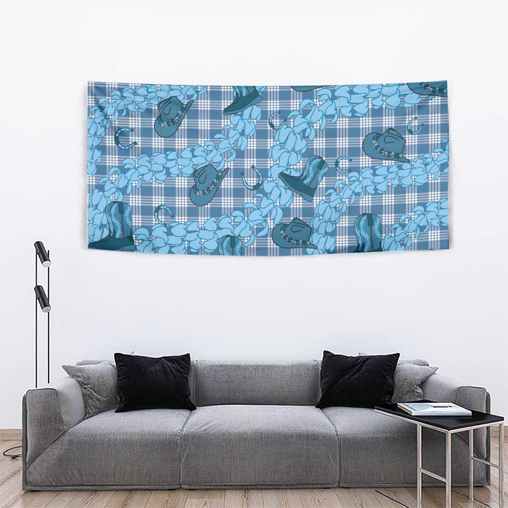 Cyan Palaka Hawaii Cowboy Tapestry Puakenikeni Lei Paniolo Papale Seamless Vibes - Polynesian Pride