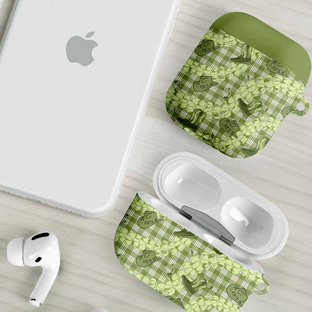 Lime Palaka Hawaii Cowboy AirPods Case Puakenikeni Lei Paniolo Papale Seamless Vibes - Polynesian Pride