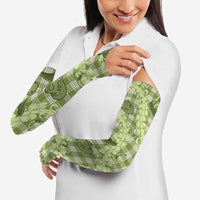 Lime Palaka Hawaii Cowboy Arm Sleeves Puakenikeni Lei Paniolo Papale Seamless Vibes - Polynesian Pride