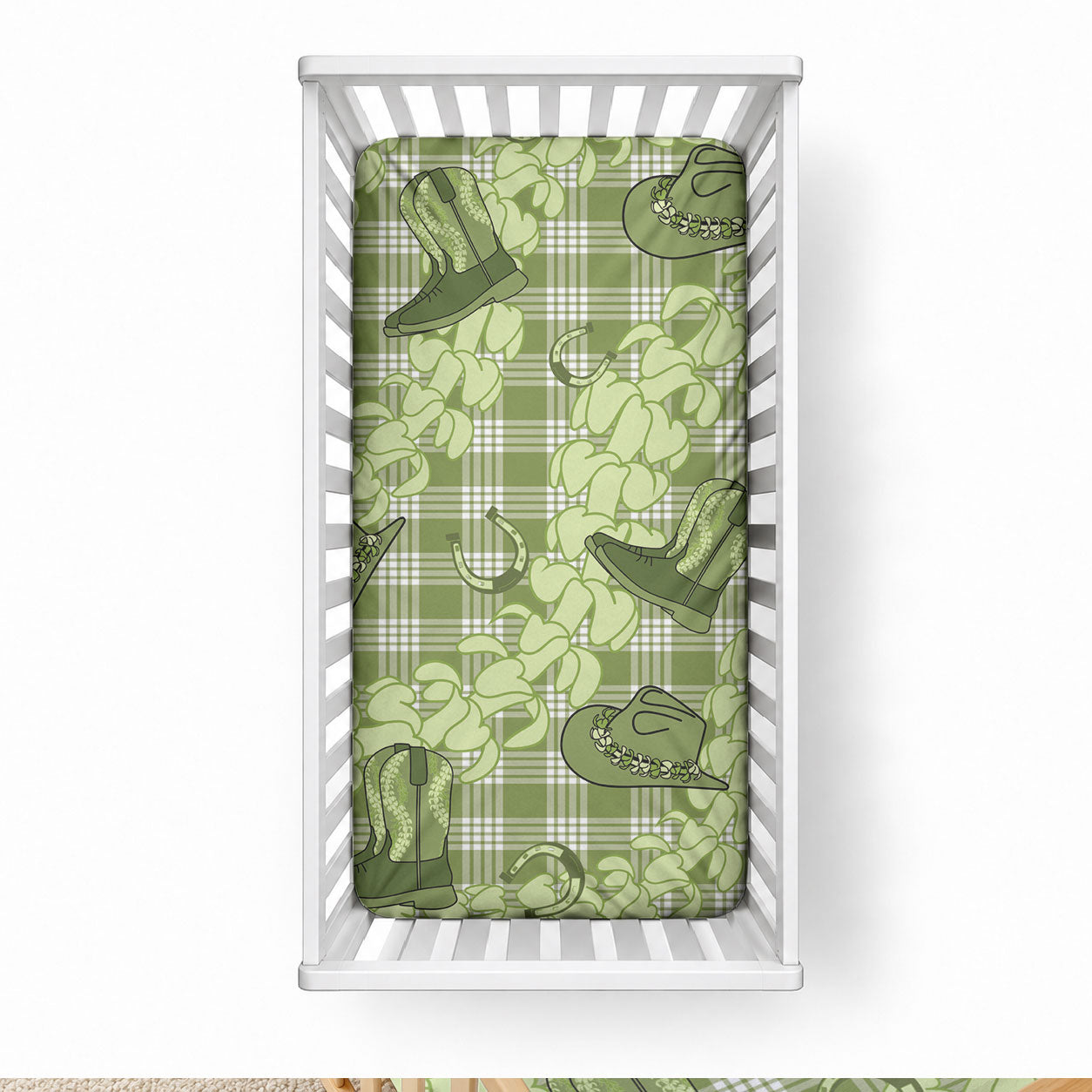 Lime Palaka Hawaii Cowboy Baby Bed Cover Puakenikeni Lei Paniolo Papale Seamless Vibes LT14 28 × 52 in Lime - Polynesian Pride