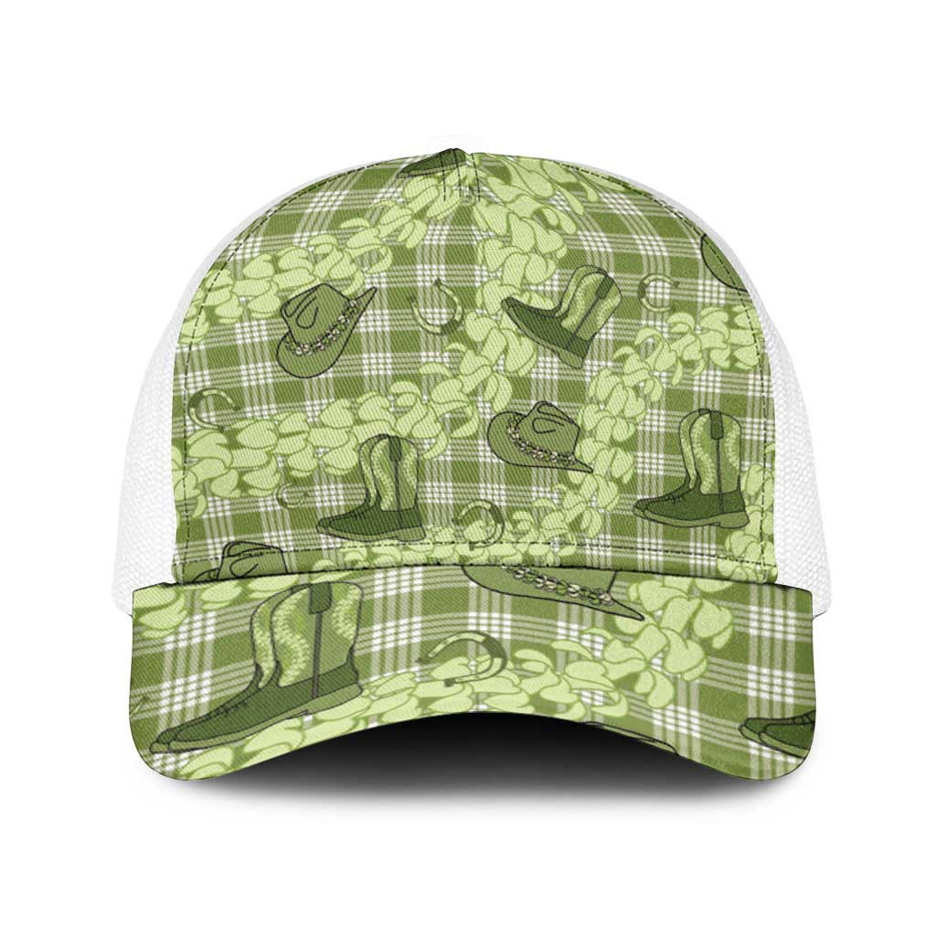 Lime Palaka Hawaii Cowboy Baseball Net Cap Puakenikeni Lei Paniolo Papale Seamless Vibes - Polynesian Pride