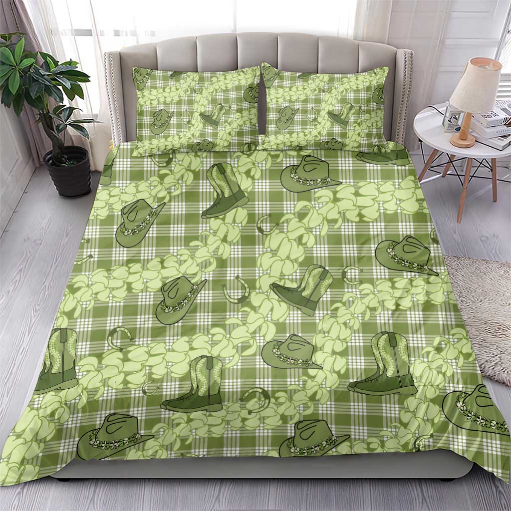 Lime Palaka Hawaii Cowboy Bedding Set Puakenikeni Lei Paniolo Papale Seamless Vibes - Polynesian Pride