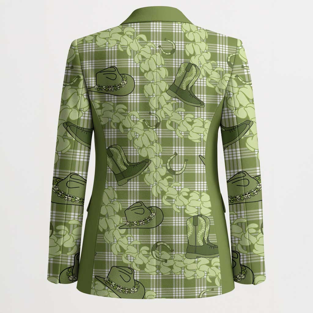 Lime Palaka Hawaii Cowboy Blazer Puakenikeni Lei Paniolo Papale Seamless Vibes - Polynesian Pride