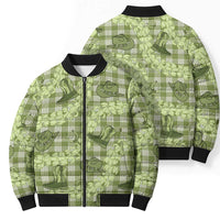Lime Palaka Hawaii Cowboy Bomber Puffer Jacket Puakenikeni Lei Paniolo Papale Seamless Vibes - Polynesian Pride