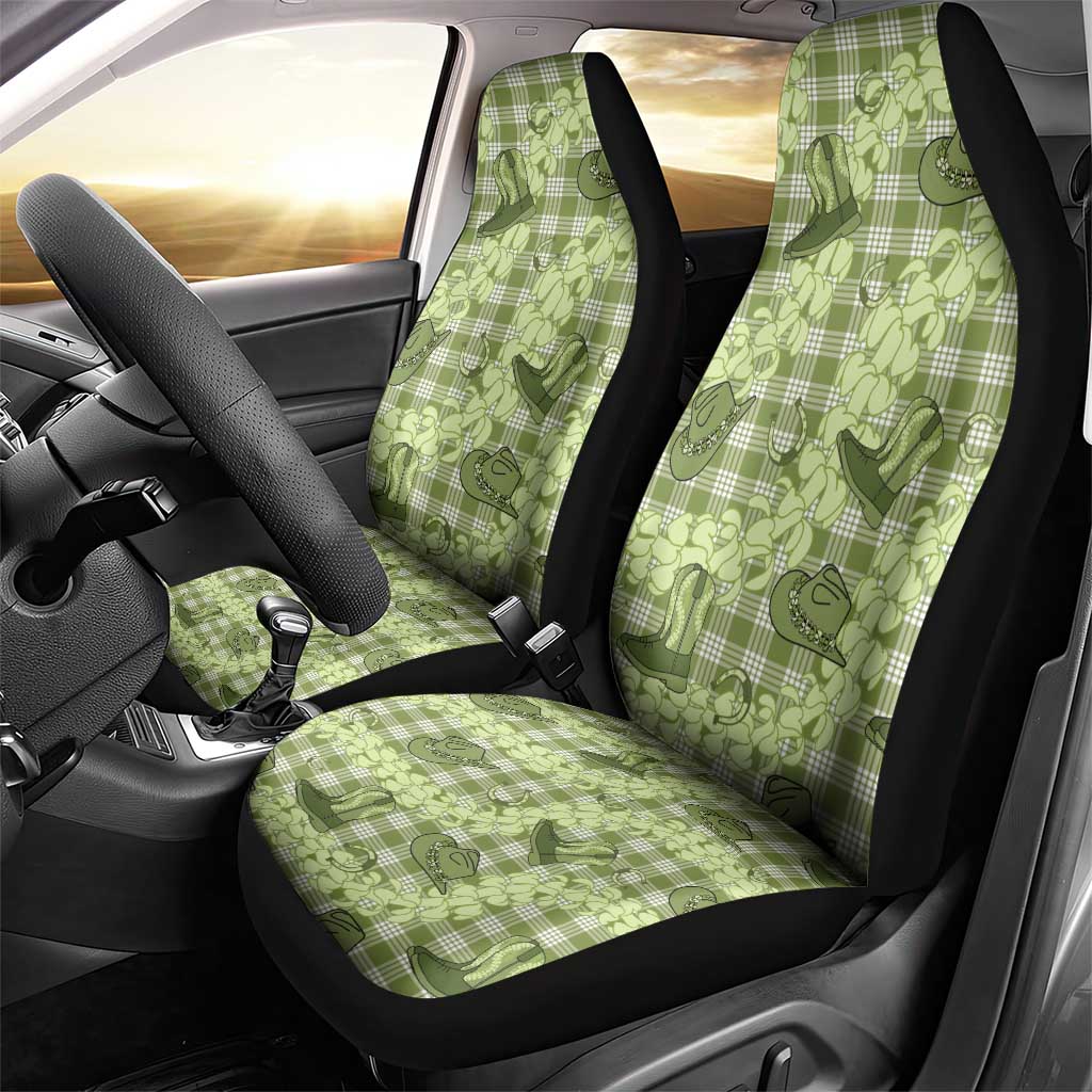 Lime Palaka Hawaii Cowboy Car Seat Cover Puakenikeni Lei Paniolo Papale Seamless Vibes - Polynesian Pride