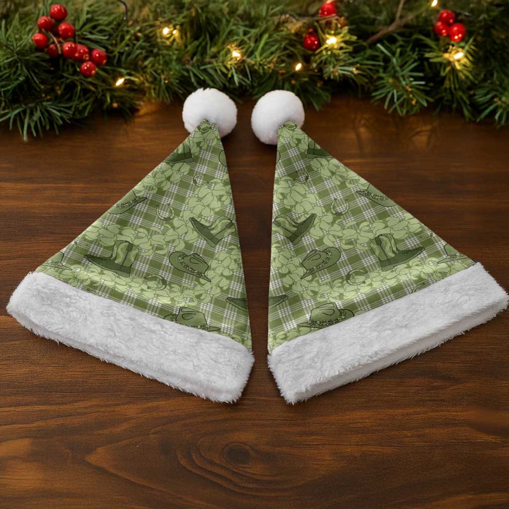 Lime Palaka Hawaii Cowboy Christmas Santa Hat Puakenikeni Lei Paniolo Papale Seamless Vibes - Polynesian Pride