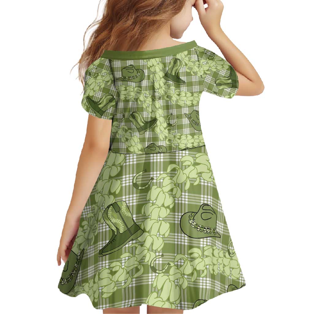 Lime Palaka Hawaii Cowboy Family Matching Long Sleeve Bodycon Dress and Hawaiian Shirt Puakenikeni Lei Paniolo Papale Seamless Vibes LT14 - Polynesian Pride