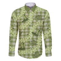 Lime Palaka Hawaii Cowboy Family Matching Mermaid Dress and Hawaiian Shirt Puakenikeni Lei Paniolo Papale Seamless Vibes LT14 Dad's Shirt - Long Sleeve Lime - Polynesian Pride