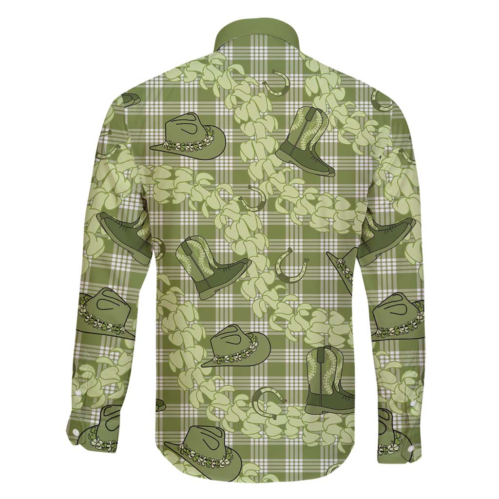Lime Palaka Hawaii Cowboy Family Matching Mermaid Dress and Hawaiian Shirt Puakenikeni Lei Paniolo Papale Seamless Vibes LT14 - Polynesian Pride