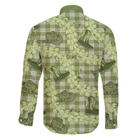 Lime Palaka Hawaii Cowboy Family Matching Mermaid Dress and Hawaiian Shirt Puakenikeni Lei Paniolo Papale Seamless Vibes LT14 - Polynesian Pride