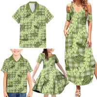 Lime Palaka Hawaii Cowboy Family Matching Summer Maxi Dress and Hawaiian Shirt Puakenikeni Lei Paniolo Papale Seamless Vibes - Polynesian Pride