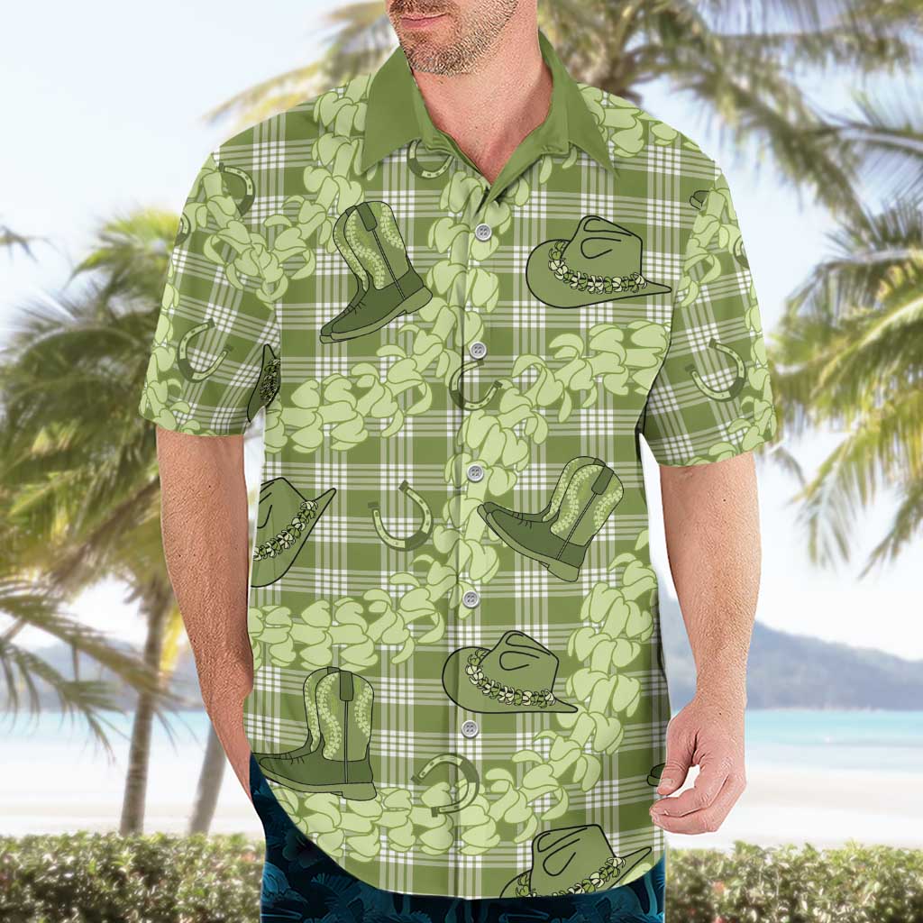 Lime Palaka Hawaii Cowboy Hawaiian Shirt Puakenikeni Lei Paniolo Papale Seamless Vibes - Polynesian Pride