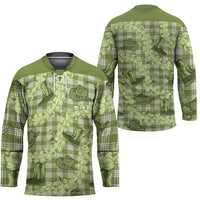 Lime Palaka Hawaii Cowboy Hockey Jersey Puakenikeni Lei Paniolo Papale Seamless Vibes - Polynesian Pride