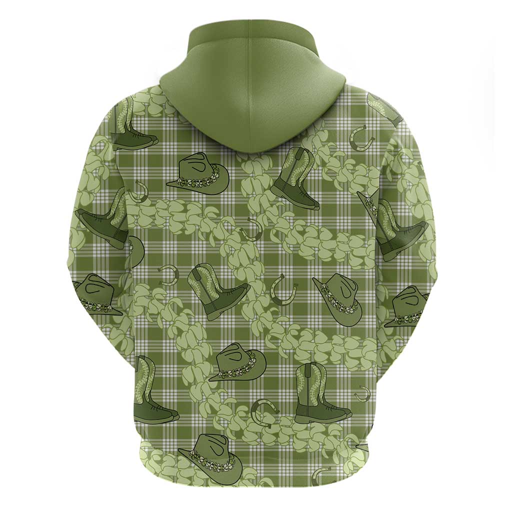 Lime Palaka Hawaii Cowboy Hoodie Puakenikeni Lei Paniolo Papale Seamless Vibes - Polynesian Pride