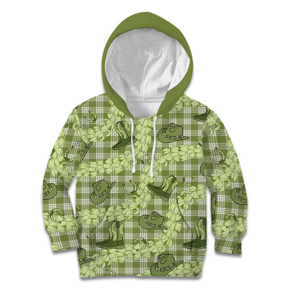 Lime Palaka Hawaii Cowboy Kid Hoodie Puakenikeni Lei Paniolo Papale Seamless Vibes - Polynesian Pride