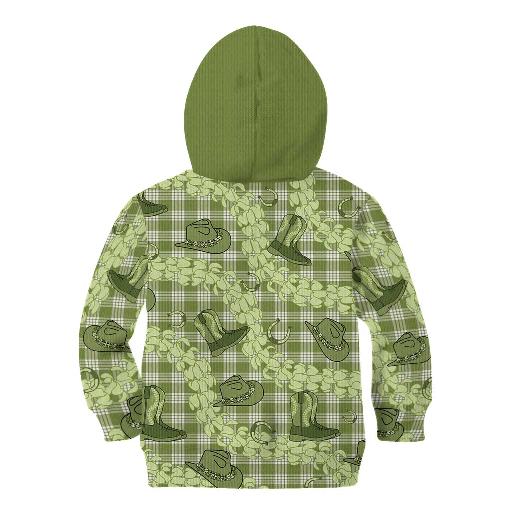Lime Palaka Hawaii Cowboy Kid Hoodie Puakenikeni Lei Paniolo Papale Seamless Vibes - Polynesian Pride