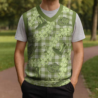 Lime Palaka Hawaii Cowboy Christmas Knitted V-Neck Vest Puakenikeni Lei Paniolo Papale Seamless Vibes - Polynesian Pride