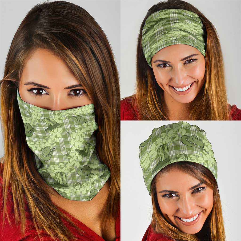 Lime Palaka Hawaii Cowboy Neck Gaiter Puakenikeni Lei Paniolo Papale Seamless Vibes - Polynesian Pride