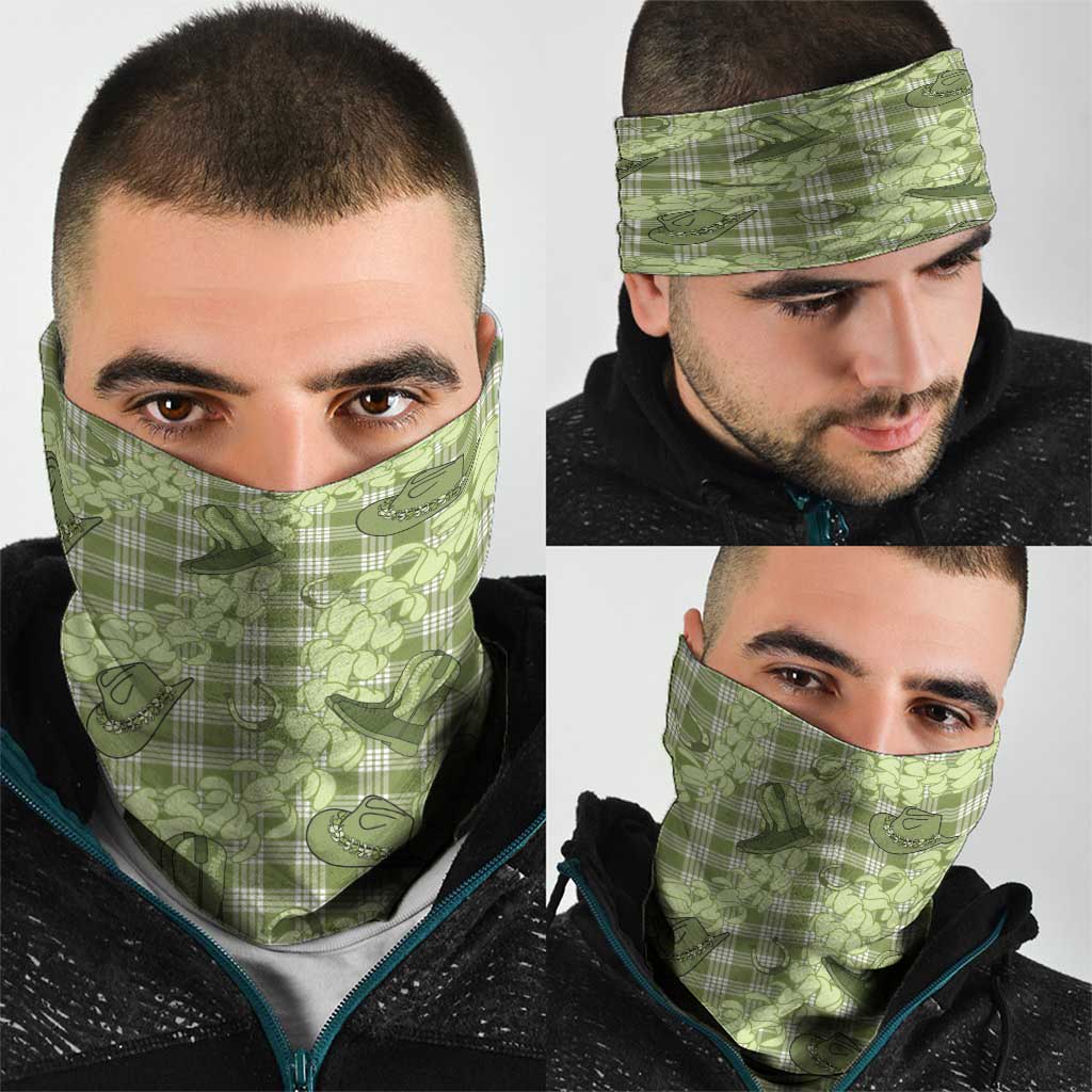 Lime Palaka Hawaii Cowboy Neck Gaiter Puakenikeni Lei Paniolo Papale Seamless Vibes - Polynesian Pride