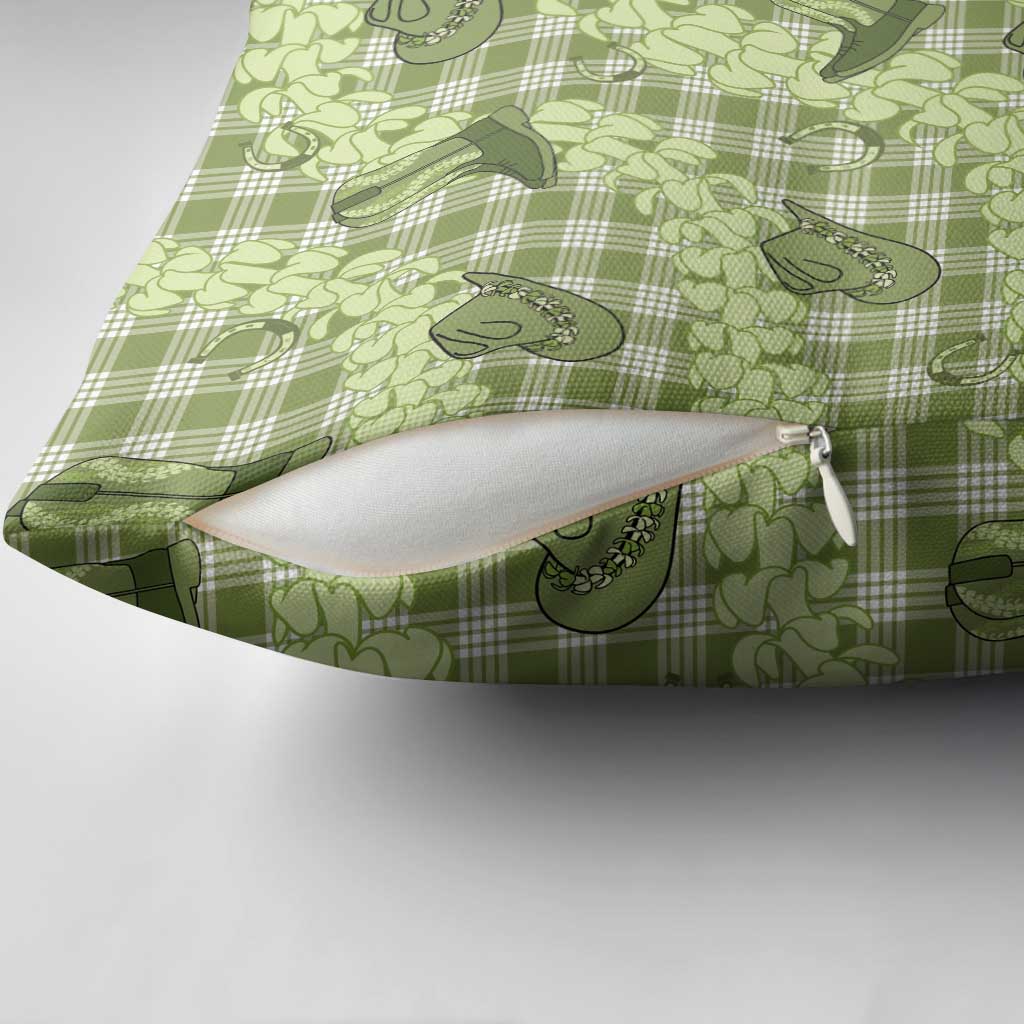 Lime Palaka Hawaii Cowboy Pillow Cover Puakenikeni Lei Paniolo Papale Seamless Vibes - Polynesian Pride