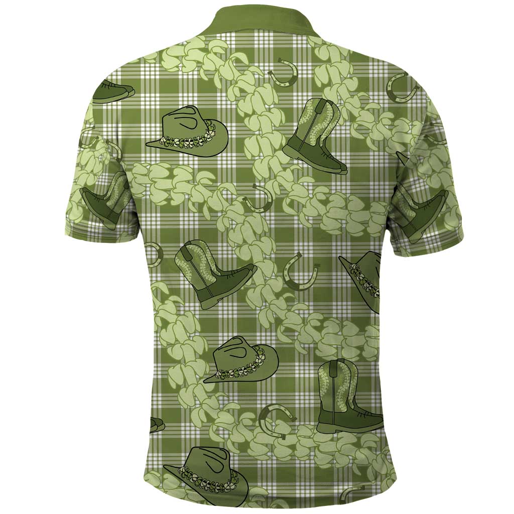 Lime Palaka Hawaii Cowboy Polo Shirt Puakenikeni Lei Paniolo Papale Seamless Vibes - Polynesian Pride