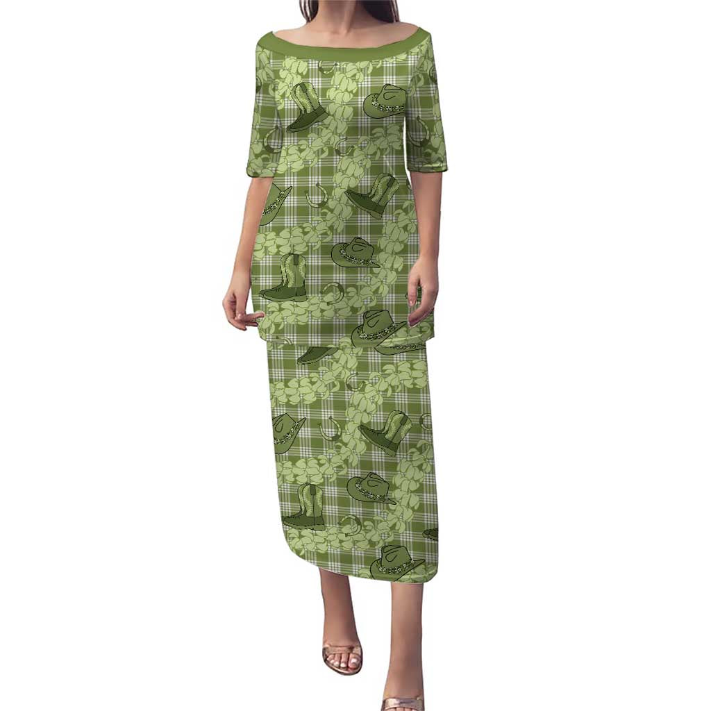 Lime Palaka Hawaii Cowboy Puletasi Puakenikeni Lei Paniolo Papale Seamless Vibes - Polynesian Pride