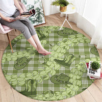 Lime Palaka Hawaii Cowboy Round Carpet Puakenikeni Lei Paniolo Papale Seamless Vibes - Polynesian Pride