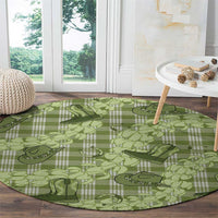 Lime Palaka Hawaii Cowboy Round Carpet Puakenikeni Lei Paniolo Papale Seamless Vibes - Polynesian Pride