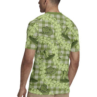 Lime Palaka Hawaii Cowboy Rugby Jersey Puakenikeni Lei Paniolo Papale Seamless Vibes - Polynesian Pride