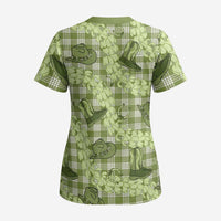 Lime Palaka Hawaii Cowboy Scrub Top Puakenikeni Lei Paniolo Papale Seamless Vibes - Polynesian Pride