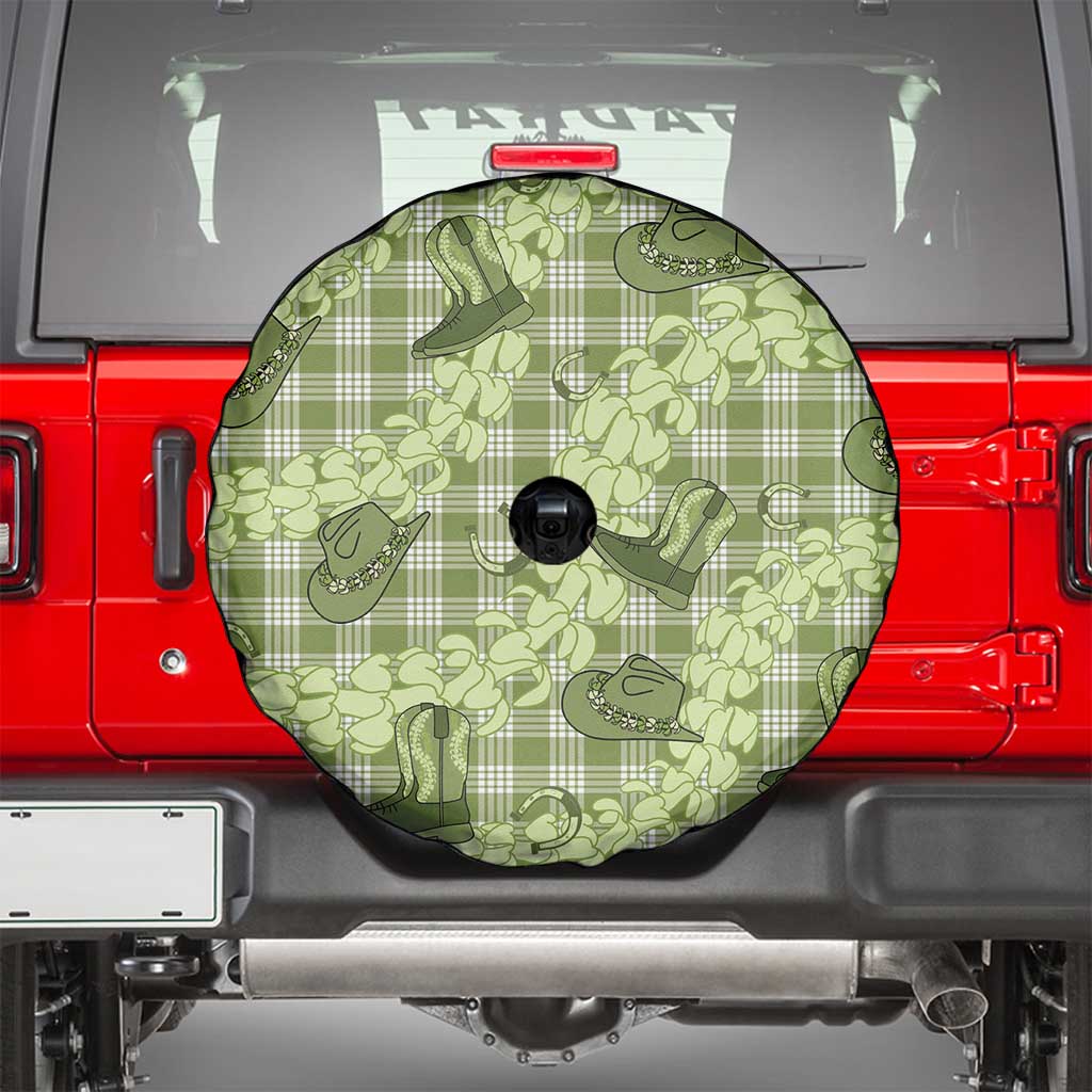 Lime Palaka Hawaii Cowboy Spare Tire Cover Puakenikeni Lei Paniolo Papale Seamless Vibes - Polynesian Pride