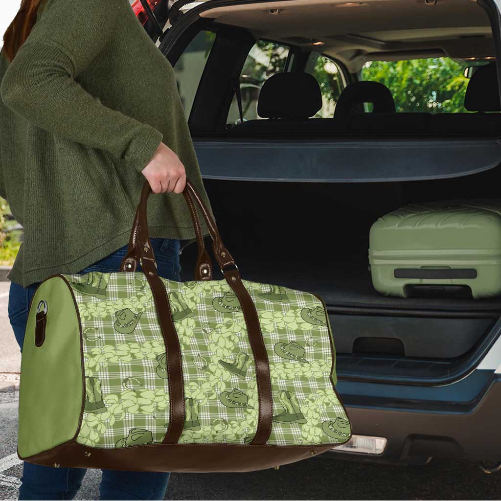 Lime Palaka Hawaii Cowboy Travel Bag Puakenikeni Lei Paniolo Papale Seamless Vibes - Polynesian Pride
