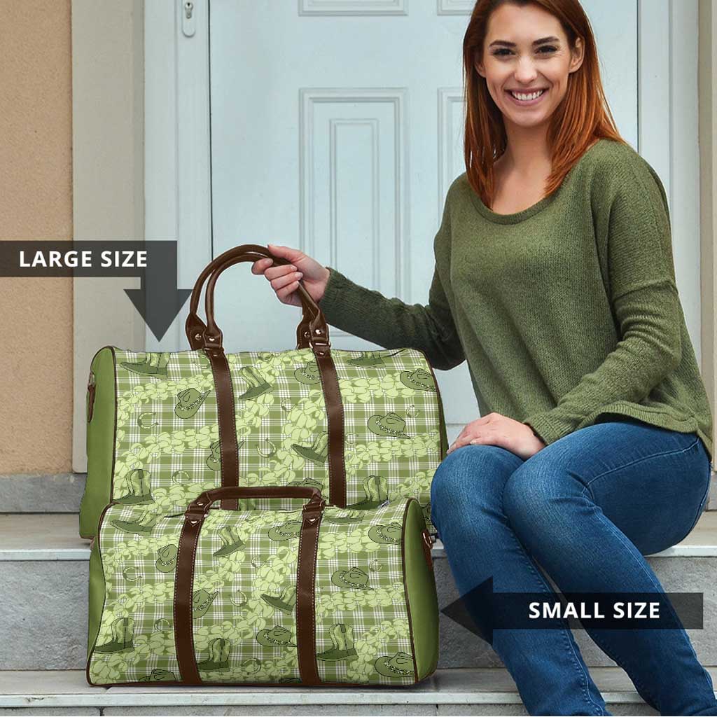 Lime Palaka Hawaii Cowboy Travel Bag Puakenikeni Lei Paniolo Papale Seamless Vibes - Polynesian Pride