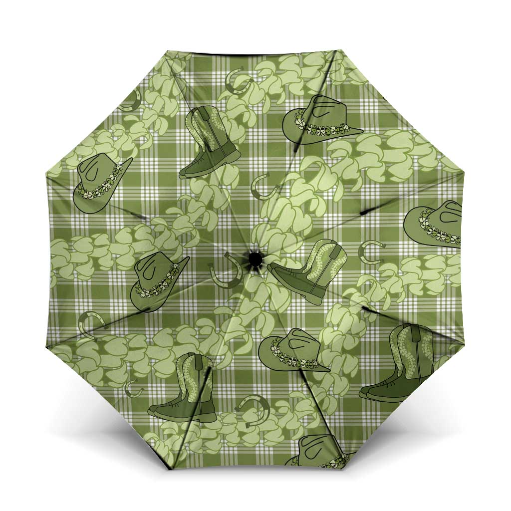 Lime Palaka Hawaii Cowboy Umbrella Puakenikeni Lei Paniolo Papale Seamless Vibes - Polynesian Pride