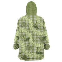 Lime Palaka Hawaii Cowboy Wearable Blanket Hoodie Puakenikeni Lei Paniolo Papale Seamless Vibes - Polynesian Pride
