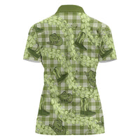 Lime Palaka Hawaii Cowboy Women Polo Shirt Puakenikeni Lei Paniolo Papale Seamless Vibes - Polynesian Pride