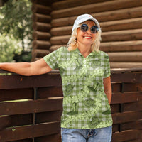 Lime Palaka Hawaii Cowboy Women Polo Shirt Puakenikeni Lei Paniolo Papale Seamless Vibes - Polynesian Pride