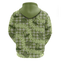 Lime Palaka Hawaii Cowboy Zip Hoodie Puakenikeni Lei Paniolo Papale Seamless Vibes - Polynesian Pride