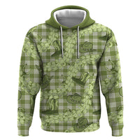 Lime Palaka Hawaii Cowboy Zip Hoodie Puakenikeni Lei Paniolo Papale Seamless Vibes - Polynesian Pride