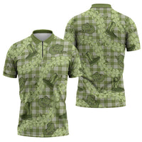 Lime Palaka Hawaii Cowboy Zipper Polo Shirt Puakenikeni Lei Paniolo Papale Seamless Vibes - Polynesian Pride