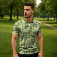 Lime Palaka Hawaii Cowboy Zipper Polo Shirt Puakenikeni Lei Paniolo Papale Seamless Vibes - Polynesian Pride