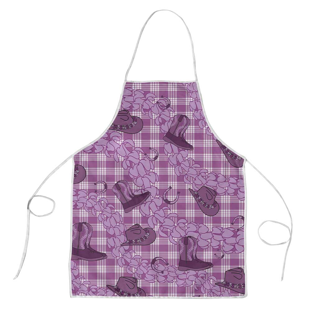 Purple Palaka Hawaii Cowboy Apron Puakenikeni Lei Paniolo Papale Seamless Vibes - Polynesian Pride