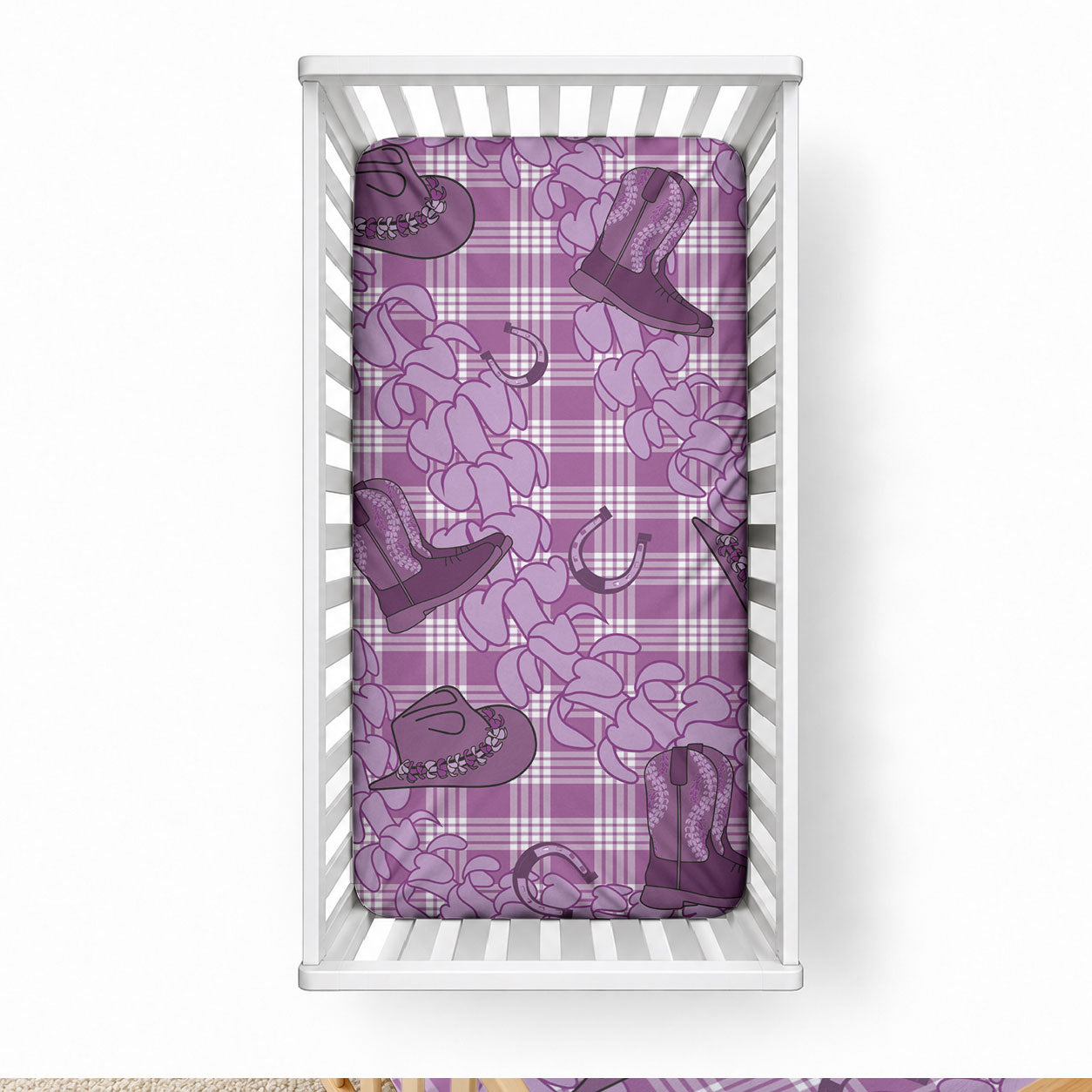 Purple Palaka Hawaii Cowboy Baby Bed Cover Puakenikeni Lei Paniolo Papale Seamless Vibes LT14 28 × 52 in Purple - Polynesian Pride