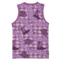 Purple Palaka Hawaii Cowboy Basketball Jersey Puakenikeni Lei Paniolo Papale Seamless Vibes - Polynesian Pride