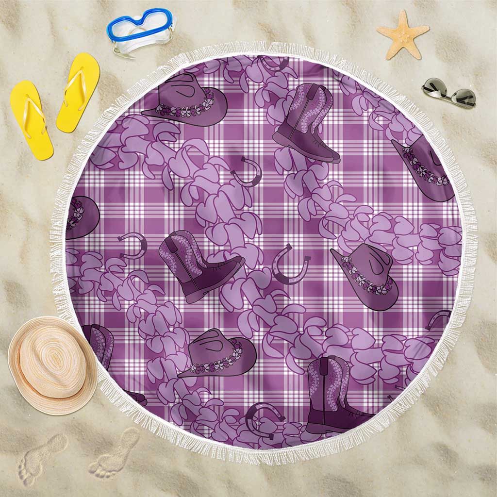 Purple Palaka Hawaii Cowboy Beach Blanket Puakenikeni Lei Paniolo Papale Seamless Vibes - Polynesian Pride